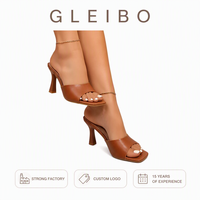 Sandales à talons hauts élégantes et simples pour femmes, à bout carré ouvert et à bride unique, style mule, pour le club, compatibles OEM/ODM, vente en gros transfrontalière