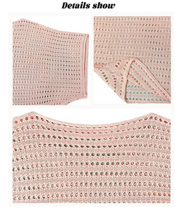 Blusa de verano transpirable de punto <span class=keywords><strong>calado</strong></span> con mangas murciélago para mujer, top de moda con diseño hueco - Product Image 4