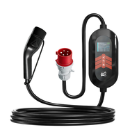 Pengisi Daya Mobil Listrik E-Mingze Profesional Portabel 11KW 3 Fasa 16A Tipe GBT Tipe 2 Tipe 1 untuk Rumah, Stasiun Pengisian Daya Portabel Tipe 2