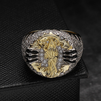 Bague en Zircon cubique pour homme, personnalisée, Baguette glacée, plaqué or 14k
