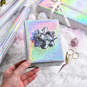 Papel de Regalo Holográfico Metálico Plateado Personalizado al por Mayor, con Diseño de Estrellas Iridiscentes, para Envolver Regalos de Cumpleaños - Product Image 2