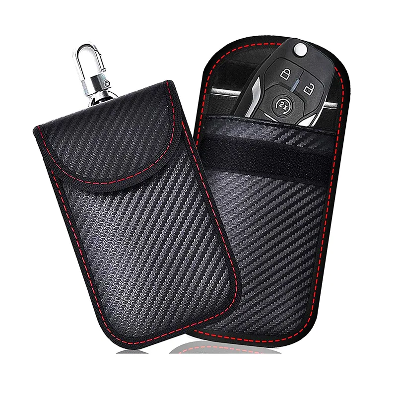 Waterproof Carbon Fiber RFID Blocking Key Fob Signal Blocking Faraday Cage Protector Nano Car Keyfob Bag Pouch