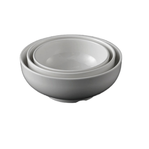 Ensemble de bols en céramique minimalistes empilables, blancs, ronds, pour servir les aliments - Product Image 1