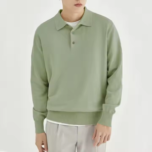 <span class=keywords><strong>Polo</strong></span> de rugby de manga larga personalizado color sólido ajustado de punto elástico alto estilo casual <span class=keywords><strong>Polo</strong></span> <span class=keywords><strong>cuello</strong></span> de punto camiseta botones <span class=keywords><strong>polo</strong></span> - Product Image 3