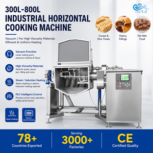 Cuiseur vapeur horizontal pour confiture d'ananas, machine de cuisson sous vide industrielle à décharge automatique avec agitation planétaire - Product Image 2