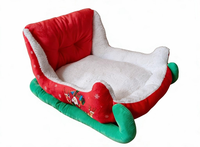 Lit pour chien Novayapetix de Noël, forme de traîneau du Père Noël, en peluche, doux, confortable, amovible, lavable, pour usage intérieur