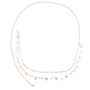 โซ่คาดเอวประดับเพชรทรงผีเสื้อสองชั้นสีทองสำหรับผู้หญิง สไตล์สตรีทแฟชั่น โซ่คาดตัวสำหรับใส่ทุกวัน โซ่โลหะแบบห่วงเดี่ยว - Product Image 5