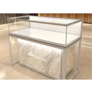 Lüks mücevher Showroom sayacı paslanmaz çelik mağaza mobilya cam takı işık ile vitrin takı dolapları