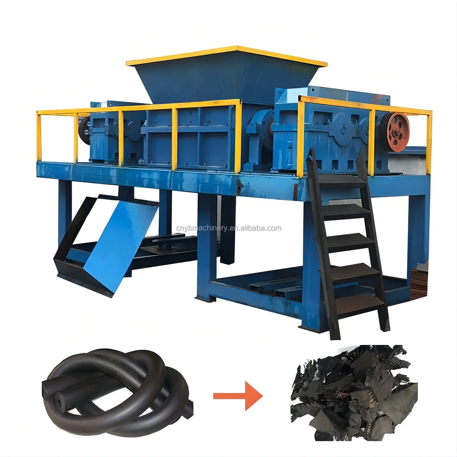 Trituradora de desechos de aluminio y acero de gran capacidad, trituradora de cuerpo de coche, trituradora de Metal de dos ejes para reciclaje