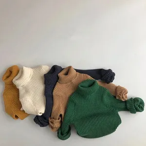 Pull à col roulé pour enfant, couleur unie, tricot pour fille et garçon, collection automne 2022