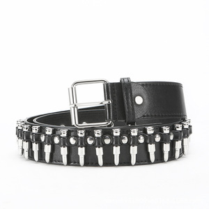 Nouvelle balle noir Pu cuir <span class=keywords><strong>ceinture</strong></span> Bandoleer <span class=keywords><strong>argent</strong></span> <span class=keywords><strong>boucle</strong></span> ardillon mode femmes accessoire - Product Image 3