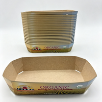 Boîte en carton jetable en forme de bateau en papier kraft, barquette à emporter pour fruits, idéale pour la restauration rapide et les collations