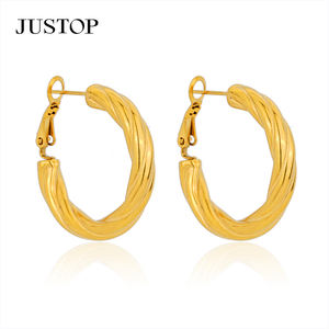 Pendientes de Aro de Moda, Chapados en Oro de 18K, Acero Inoxidable, Impermeables, Hipoalergénicos, Joyería Vintage, Proveedor OEM/OEM - Product Image 3