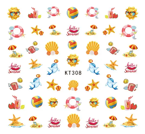 Paso Sico Brand New Summer Children Nail Art Sticker Small Fruits Cake Dessert Vegetable Animal Cartoon Cute Nail Decals for DIY DIY