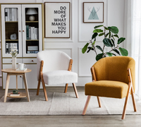 Chaise en bois nordique moderne, chaise d'appoint pour salon, mobilier de salon, design d'hôtel, chaises de canapé en bois et velours laine d'agneau