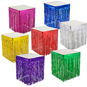 Jupe de table à franges en feuille métallique de 275 cm x 75 cm pour mariages, fêtes hawaïennes, baby showers, anniversaires, remises de diplômes, décorations de Diwali - Product Image 4