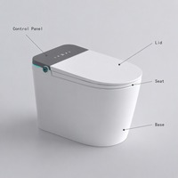 Toilette intelligente certifiée CE avec télécommande, sans réservoir, à chasse d'eau par gravité, allongée