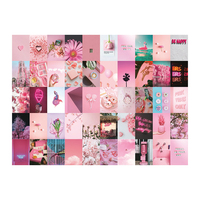 Impression personnalisée décoration rose 50 pièces papier cartes postales photo photos esthétique chambre mur collage Kit