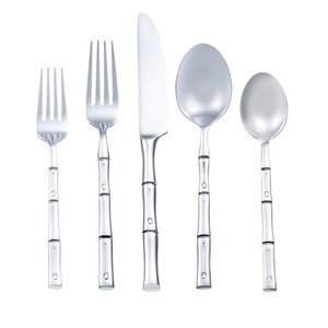 Manche en bambou acier inoxydable mariage hôtel restaurant vaisselle couverts couverts couverts en argent - Product Image 1
