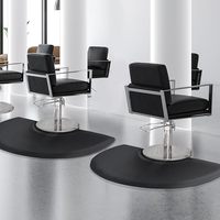 Tapis anti-fatigue de haute qualité avec logo personnalisé, tapis rond noir en PU pour salon de coiffure, tapis de barbier pour coiffeur