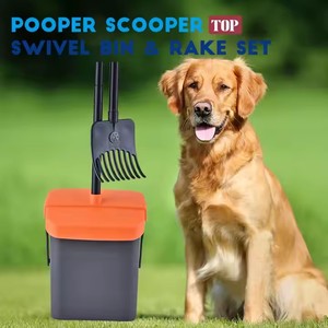Pooper Scooper cestino girevole & rastrello, grande capacità, manico lungo regolabile, nessun odore, paletta per la rimozione dei rifiuti di animali domestici, coperchio - Product Image 6
