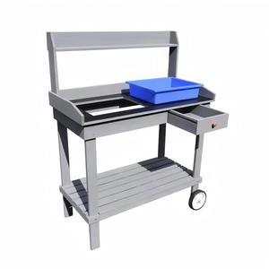 <span class=keywords><strong>Banc</strong></span> de jardinage mobile <span class=keywords><strong>en</strong></span> <span class=keywords><strong>bois</strong></span> <span class=keywords><strong>avec</strong></span> tiroir, roulettes et plateau de plantation, poste de travail extérieur pour la plantation <span class=keywords><strong>avec</strong></span> étagère de rangement - Product Image 2