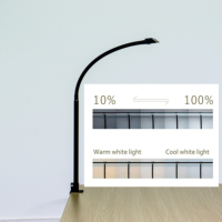 Lampe de bureau LED minimaliste à double tête col de cygne, tactile électrique, intensité réglable, lumière blanc chaud, protection oculaire, pour salle de lecture