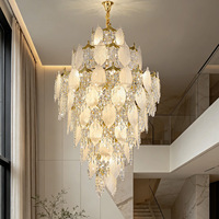 Lustre à pampilles en cristal motif feuille pour salon, suspension haut de gamme en cristal scintillant en forme de pagode