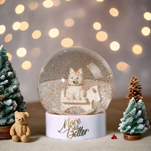 Nordic Luxury Crystal Custom <strong>Snow</strong> <strong>Globe</strong> Musical Rotating Resin Base for Elegant Holiday Home Tabletop Decor - Product Image 1