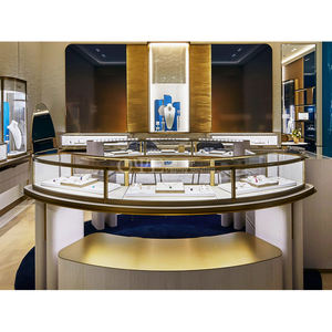 Vitrine de <span class=keywords><strong>bijoux</strong></span> personnalisée haut de gamme de luxe Présentoir commercial en métal doré pour bijouterie - Product Image 4