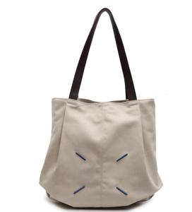 Bolso de mano personalizado de lona de algodón orgánico, detalles bordados con cremallera, asa ecológica, bolso de hombro moderno, bolso de compras - Product Image 1