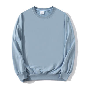 Sudadera de algodón con Logo personalizado para hombre y mujer, Jersey Unisex con estampado liso bordado, diseño Vintage de gran tamaño, jersey de cuello redondo - Product Image 5