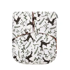 Elinfant Washable Nappy Waterproof One Size Fit All Baby Black And White Deer With Branches Cloth Diapers Supplier