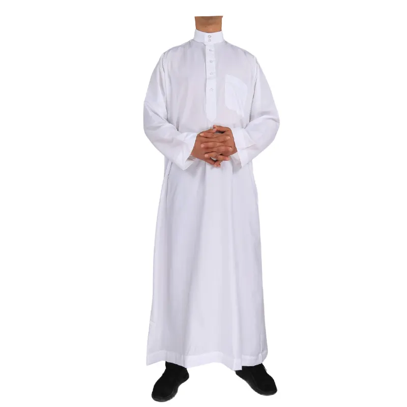 Wholesale Islamic Men White Clothing Thobe Arab Design Traditional Muslim Clothing Thobe