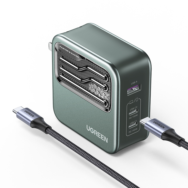 UGREEN 140W USB C Charger with USB C to USB C Cable, 3-Port Foldable GaN Fast Laptop Wall Charger Power Adapter