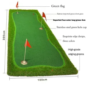 Tikar putt Golf langsung pabrik 1X3m Golf green rumput buatan khusus dengan lubang 3 buah