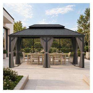 Pergola <span class=keywords><strong>de</strong></span> <span class=keywords><strong>jardin</strong></span> en métal avec double toit, <span class=keywords><strong>abri</strong></span> <span class=keywords><strong>de</strong></span> <span class=keywords><strong>jardin</strong></span> en métal, pergola métallique couverte - Product Image 6