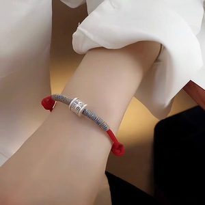 Wealth And Prosperity Fish Pattern <b>Red</b> String <b>Bracelet</b> For Women Pure Silver Lucky Charm Gift Jewelry - Product Image 1