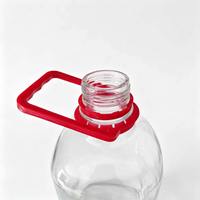 Bouteille de vin de prune en verre transparent avec couvercle à poignée rouge, réutilisable, hermétique, pour le stockage de vin de fruits, logo personnalisé, vente en gros