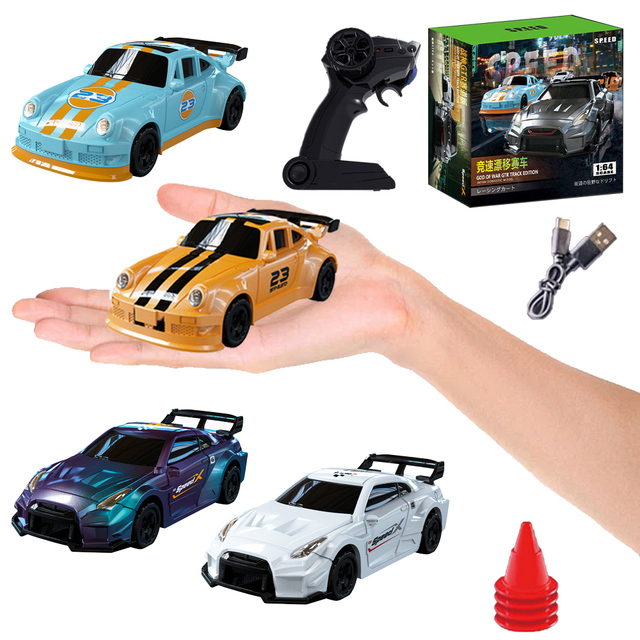 High-Speed 1:64 Scale 4WD Drift Truck RC Car Plastic Mini Electric Vehicle with Remote Controller USB Cable Included