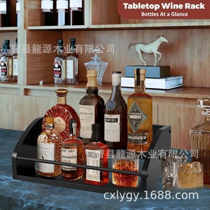Étagère de rangement en bois pour bouteilles, support à plusieurs niveaux pour sirops de café, étagère de rangement, présentoir à bouteilles double couche pour comptoir - Product Image 3