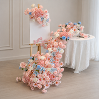 Centre de table en fleurs artificielles en cascade détachables, rose et bleu, modernes et romantiques, en plastique et soie, pour arrangements de mariage, vente en gros