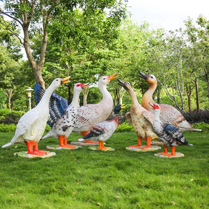 Sculpture de canard artificielle en fibre de verre, style Art déco, autoportante, faite à la main, pour décoration paysagère extérieure de jardin - Product Image 5