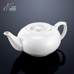 Yayu Ceramic White Persimmon Teapot Flat Or Curved Spout 23x15x9.5cm For Chinese Catering - Product Image 5