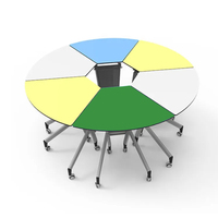 Table ronde pliable pour école avec panneau de mélamine Table d'étude et de collaboration pliante collaborative