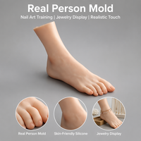 Modèle de pied en silicone platine, pied entier pour présentation et pratique d'art des ongles, taille 37, mannequin squelette féminin en moulage de corps réel