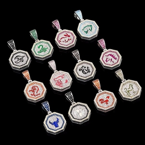 Collar Hip Hop Chapado en Oro, Colgante del Zodiaco Chino de Jackie <span class=keywords><strong>Chan</strong></span>, Diseño de Tigre y Dragón Extra Grande para Parejas, Unisex - Product Image 1