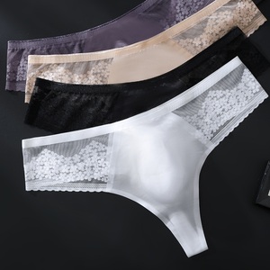 Slip <span class=keywords><strong>perizoma</strong></span> da <span class=keywords><strong>uomo</strong></span> a vita bassa in <span class=keywords><strong>pizzo</strong></span> sexy senza cuciture con tasca 3D, taglio laser, sottile, traspirante - Product Image 2