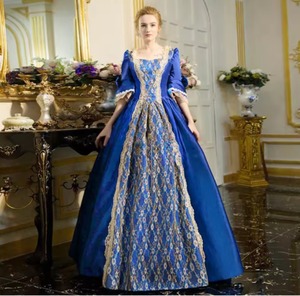 Vestido Maxi Elegante <span class=keywords><strong>de</strong></span> Fiesta Formal para Princesa, Reina, Estilo <span class=keywords><strong>Palacio</strong></span>, con Encaje Medieval, Cuello Cuadrado, Renacentista, Victoriano - Product Image 1