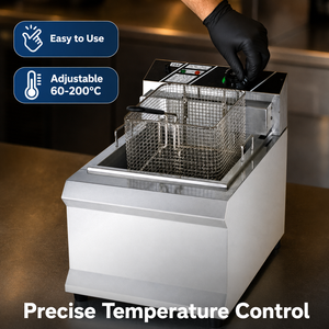 Freidora Eléctrica Comercial de 12.5L, Tanque Único, Cesta Individual, 3.8kW, para Papas Fritas, Pollo, Bocadillos, Restaurantes y Servicios de Catering - Product Image 5